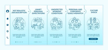 Vektör şablonunda karşılanmamış kişisel beklentiler. Kişisel ve kurumsal hedefler uyuşmuyor. Simgeli ilgili mobil web sitesi. Web sayfası basamak ekranları. RGB renk kavramı