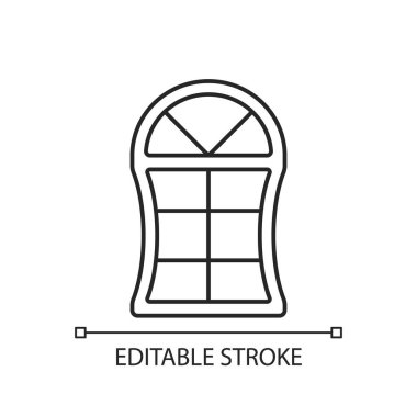 Özel pencereler doğrusal simgesi. Tasarımı pencere açılışına sığdırıyorum. Eşsiz stiller. Özel şekiller. İnce çizgi özelleştirilebilir illüstrasyon. Contour sembolü. Vektör izole çizim. Düzenlenebilir vuruş