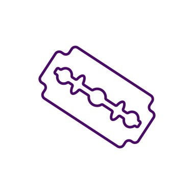 Jilet RGB renk simgesi. Keskin kenarlı metal parçası. Traş işlemi. Kesme, kesme ve kazıma yüzeyleri. Alet, silah, makine parçası. Keskinlik. İzole vektör illüstrasyonu