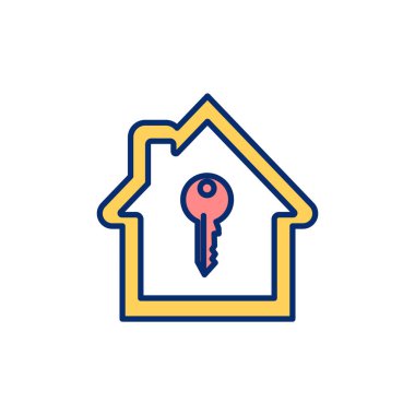 Daire RGB renk simgesi kiralıyorum. Ev kiralama, kiralama. Kiralık ev. Konut gayrimenkul. Evi satın almak. Kira sözleşmesi. Konut piyasası. Ev sahibiyim. İzole vektör illüstrasyonu