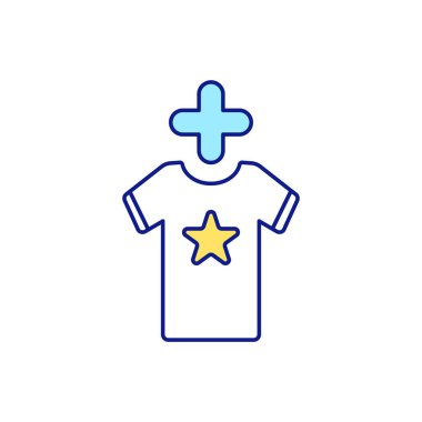 Eski şeyleri yeni RGB renk simgesiyle değiştirme kuralı. Tişört, kıyafetler. Gereksiz harcamaları kısmak ve evlerdeki dağınıklığı azaltmak. Dağınıklığı uzak tutmak. İzole vektör illüstrasyonu