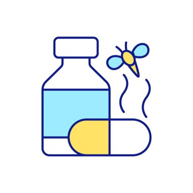 Kimyasal bileşim RGB renk simgesindeki değişim riski. Süresi dolmuş ilaçlar. Ciddi hastalıklar. İlaç dolaplarını temizle. Gereksiz ilaçların imhası. İzole vektör illüstrasyonu