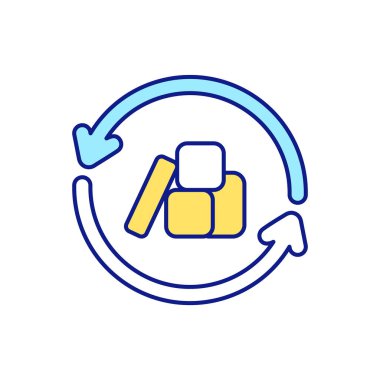 Tarihi geçmiş kozmetik ürünleri RGB renk simgesi işleniyor. Eski makyajdan güvenli bir şekilde kurtulun. Geri dönüşüm programları. Atıkları yeniden kullanılabilir materyallere dönüştürmek. İkincil kullanım. İzole vektör illüstrasyonu