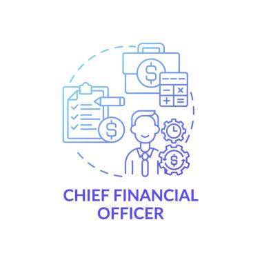 Mali İşler Müdürü konsepti. Üst düzey yönetici pozisyonları. Şirketin finansal harcamalarını yönetmek. Para fikri ince çizgi çizimi. Vektör izole edilmiş RGB renk çizimi