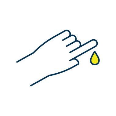 Kanlı RGB renk simgesi. Hasta parmağından kan çekilmesi. Ciddi hastalık tedavisi. Laboratuvar testi. Terapi amaçlı. Antik tıp pratiği. Sağlık onarımı. İzole vektör illüstrasyonu