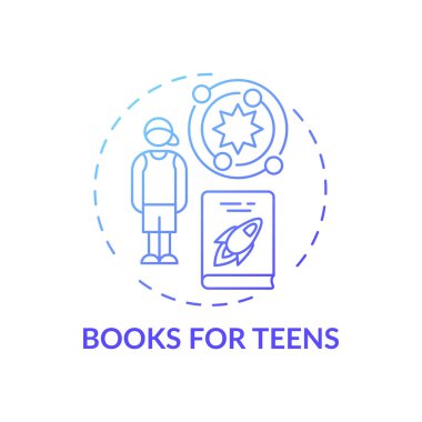 Gençlerin konsept ikonu için kitaplar. Çevrimiçi kütüphane kategorileri ince çizgi çizimi fikri. Yeni teknoloji. Bilim edebiyatı Önemli eğitimsel materyaller. Vektör izole edilmiş RGB renk çizimi.