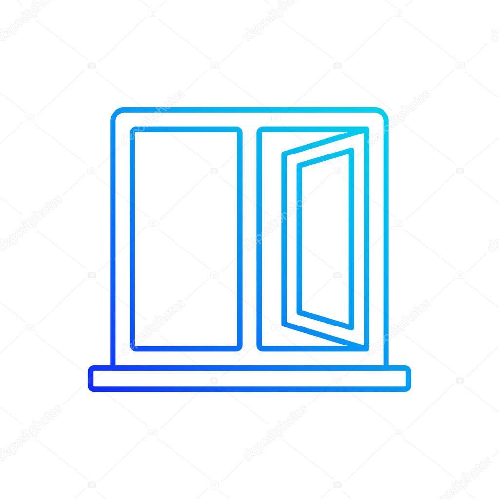 Casement windows gradient linear vector icon. Movable window. Preventing airflow into house. Ventilation control. Thin line color symbols. Modern style pictogram. Vector isolated outline drawing