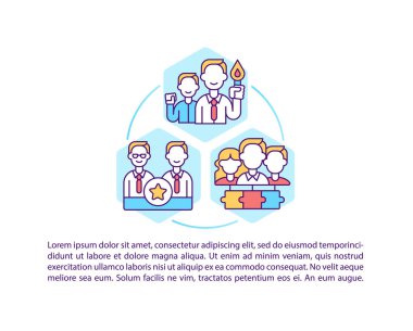 Metinli üst düzey yönetim konsept simgesi takımları. Bütçeler ve projeler. PPT sayfa vektör şablonu. Sorumluluk ve görev. Broşür, dergi, kitapçık tasarım ögesi doğrusal çizimler