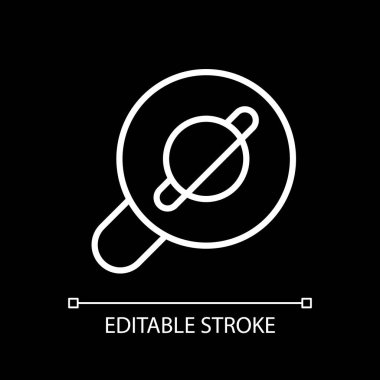 Koyu tema için tarayıcı uygulaması beyaz doğrusal simgesi. İnternet sörfü. Web sitelerine bakıyorum. İnce çizgi özelleştirilebilir illüstrasyon. Gece modu için izole vektör kontur sembolü. Düzenlenebilir vuruş