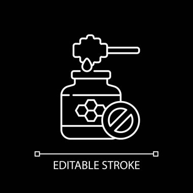 Koyu tema için bal beyazı doğrusal simge. Çevre dostu, doğal kozmetik üretimi. İnce çizgi özelleştirilebilir illüstrasyon. Gece modu için izole vektör kontur sembolü. Düzenlenebilir vuruş