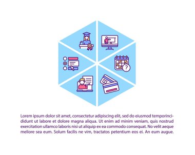 Metinli akademik araştırma veritabanı konsepti ikonu. Çevrimiçi kütüphaneyi kullanmanın avantajı. PPT sayfa vektör şablonu. Broşür, dergi, kitapçık tasarım ögesi doğrusal çizimler