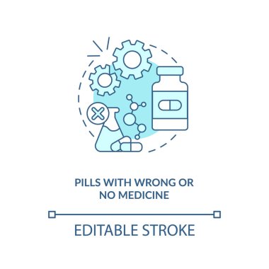 Yanlış ilaç konsepti olan ya da olmayan haplar. Uyuşturucu almak. Çevrimiçi eczane fikri ince çizgi çizimi. Kayıt dışı eczane tehditleri. Vektör izole edilmiş RGB renk çizimi. Düzenlenebilir vuruş