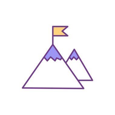 Hedef başarı RGB renk simgesi. En yüksek potansiyele ulaşıyor. İstenilen sonuçları alıyorum. Motivasyon. Etkinlik tanımlama ve öncelik belirleme. İlerleme değerlendirmesi. İzole vektör illüstrasyonu