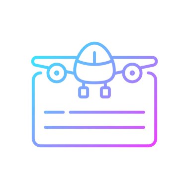 Pilot lisans gradyan doğrusal vektör simgesi. Sertifika süreci. Sivil havacılık okulu. Devlet düzenleyici organı. İnce çizgi renkli semboller. Modern tarz pictogram. Vektör izole çizimi