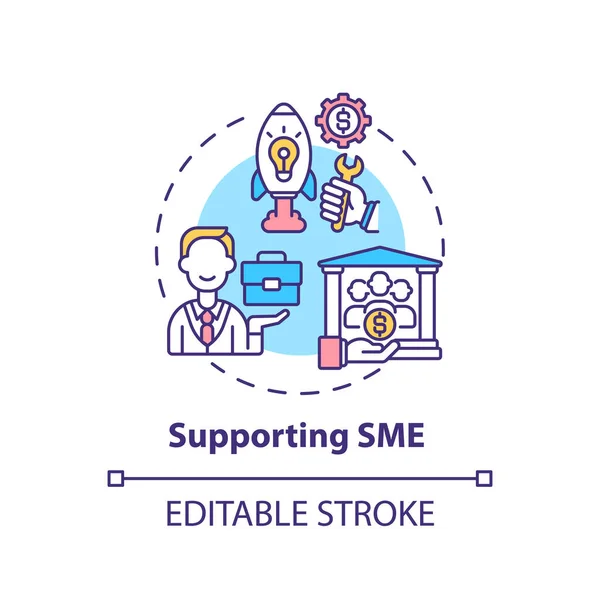 Ondersteuning Van Kmo Concept Icoon Steun Voor Kleine Middelgrote Ondernemingen — Stockvector