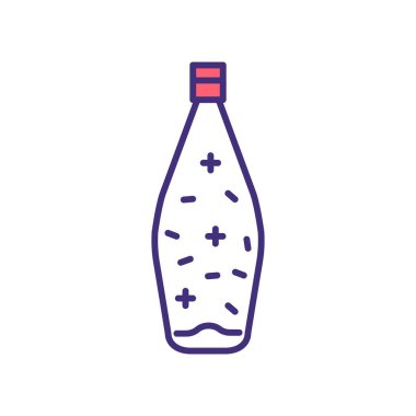 Cam şişe RGB renk simgesi. İçecek endüstrisi. Alkolik, alkolsüz ürünler. Kadehler. Bira, şarap, viski ve içki. Cam konteynır. Alkol pazarı. İzole vektör illüstrasyonu