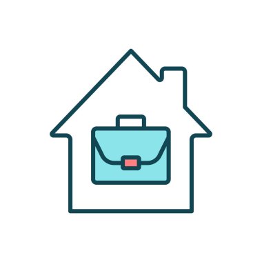 RGB renk simgesinde çalış. Uzaktan kumanda. Evden işe gidiyorum. Serbest ve sanal asistanlık. Şirket ofisinden uzakta çalışıyorum. Kilitleme sırasında evde çalışmak. İzole vektör illüstrasyonu