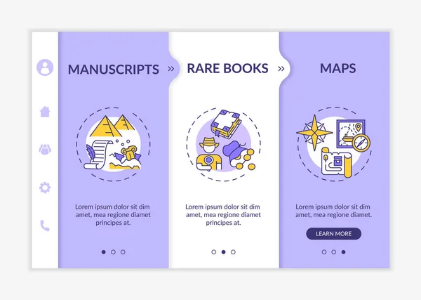 Archinve Sammlungen Onboarding Vektor Template Online Bibliotheken Profitieren Zugang Erstausgaben — Stockvektor
