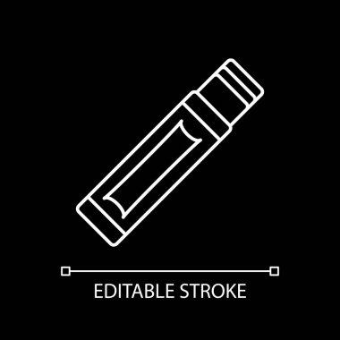 Protein bar white linear icon for dark theme. Wrapped snack. Sweet treat. Dessert food. Thin line customizable illustration. Isolated vector contour symbol for night mode. Editable stroke