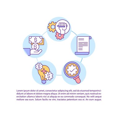 Grant writing tips concept icon with text. Target specific project for your proposal. PPT page vector template. Brochure, magazine, booklet design element with linear illustrations