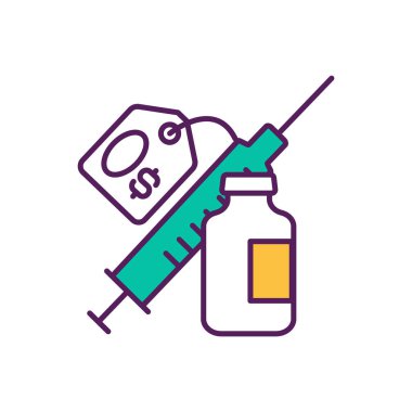 Vaccination and treatment RGB color icon. Helping immune system. Developing protection from disease. Medication and harm reduction. Microorganism and virus. Isolated vector illustration