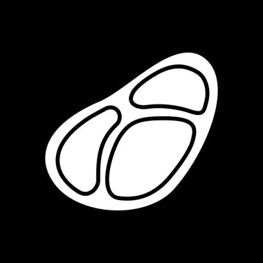 Raw meat steak dark mode glyph icon. Animal cut out. Food cooking. Fresh beef, pork for cookery. Tenderloin for barbecue. White silhouette symbol on black space. Vector isolated illustration