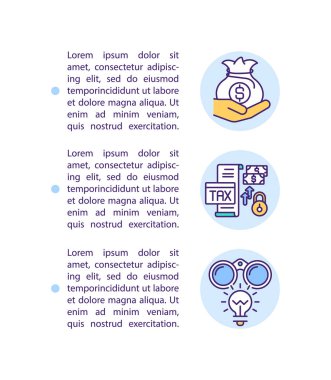 Metin ile iş sektörü konsepti simgesini desteklemek. İktisadi iyileşme programı. PPT sayfa vektör şablonu. Broşür, dergi, kitapçık tasarım ögesi doğrusal çizimler