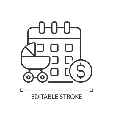 Ücretli doğum izni lineer simgesi. Kadın haklarının korunması. Anne bakımı. Feminizm. İnce çizgi özelleştirilebilir illüstrasyon. Contour sembolü. Vektör izole çizim. Düzenlenebilir vuruş