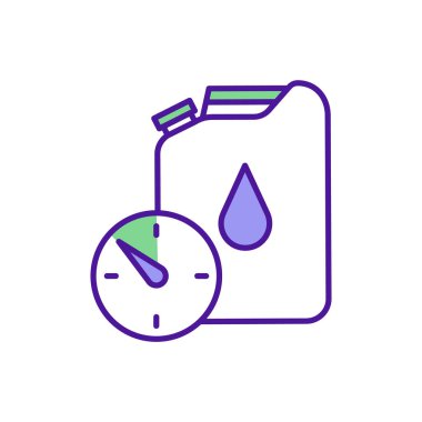 Yakıt tasarrufu RGB renk simgesi. Mantıklı sürüş tarzı. Yakıt ekonomisi. Atmosferik ısınmayı azaltıyorum. Araç motoru çalışıyor. Elektrikli araçlar. Çevresel fayda. İzole vektör illüstrasyonu