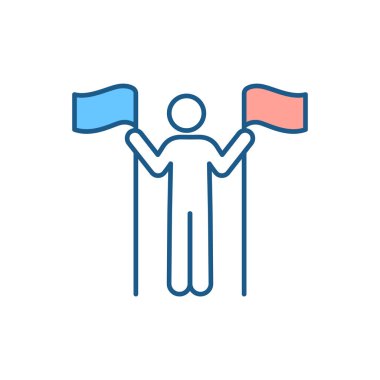 Çoklu Vatandaşlık RGB renk simgesi. Yasal statü. Aynı anda iki ülkenin vatandaşı olmak. Haklar ve sorumluluklar yerine getiriliyor. Çifte vatandaşlık, milliyet. İzole vektör illüstrasyonu