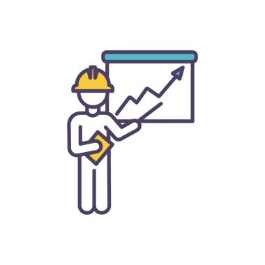 RGB renk simgesini denetle. Güvenilirlik ve eleştiriler sağlıyorum. Personel için iş performansı araştırması. Astlarını denetlemek. Yönetimden. İşgücü desteği. İzole vektör illüstrasyonu
