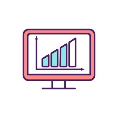 Dijitalleştirme RGB renk simgesi. Dijital teknoloji kullanımı. Mevcut veri ve belgeler dijital forma dönüşüyor. Bilgisayar okunabilir biçimi. İş modeli gelişimi. İzole vektör illüstrasyonu