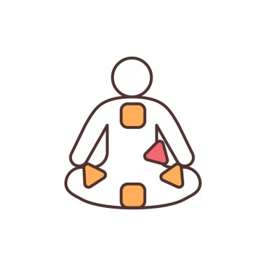 Manifestor RGB renk simgesi. İnsan tasarım tipi. Aksiyon başlatılması. Kapalı ve itici aura. Duygusal bir merkez. Dünya hükümdarları, kanun koyucular. Bağımsız bireyler. İzole vektör illüstrasyonu