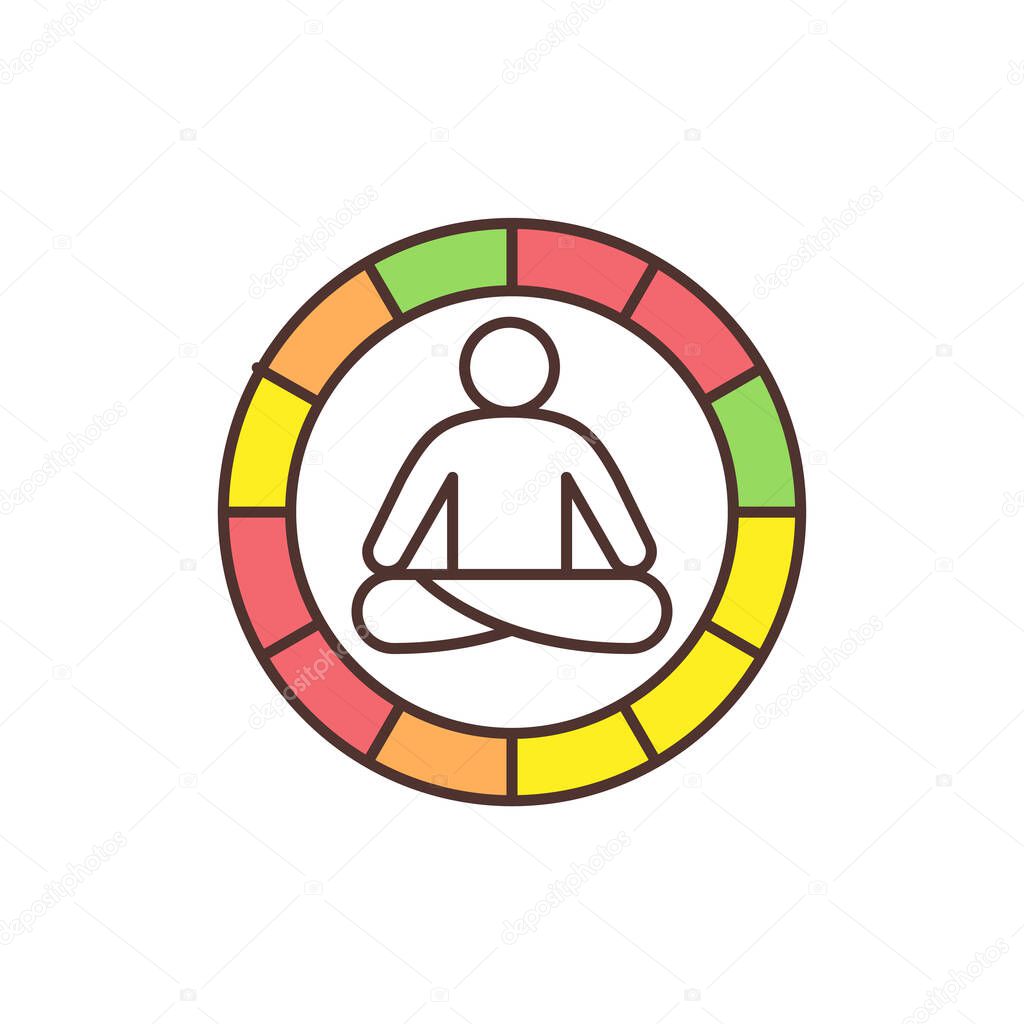 Incarnation cross RGB color icon. Endlessly reborn. Embodied in flesh. Sentient being rebirth. Samsara cycle. Human design chart. Spiritual capacity. Nontheistic religion. Isolated vector illustration