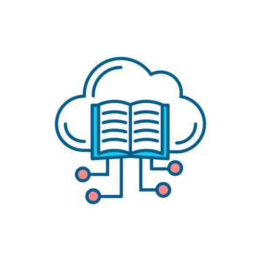 Çevrimiçi kitaplar RGB renk simgesi. Dijital formda kitap yayınına erişim. E-kitap. Dijital okuma deneyimi. Online eğitim kursları ve dersler. Elektronik format. İzole vektör illüstrasyonu