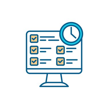 Dijital müfredat RGB renk simgesi. Son teslim tarihleri. Çevrimiçi değerlendirme. Planlama, planlama. Dijital aletler. Online öğretim yazılımı. Öğrenme ve öğretme teknolojileri. İzole vektör illüstrasyonu