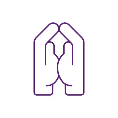 Dua eden bir jest yap RGB renk simgesi. Dini ayin, kutsal ayin. Hıristiyanlık ve katoliklik. Din değeri. İnanç ve Tanrı 'ya inanç. Ruhani uygulama. İzole vektör illüstrasyonu