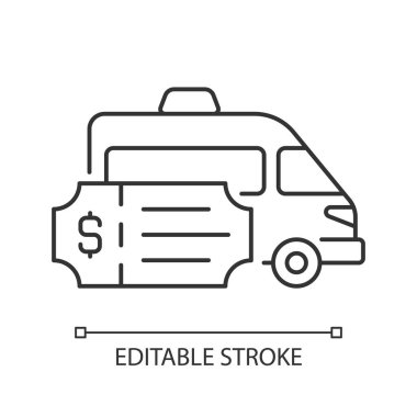 Özel olay ulaşım doğrusal simgesi. Nakliye şirketi kiraladı. Taksiden daha fazlası. İnce çizgi özelleştirilebilir illüstrasyon. Contour sembolü. Vektör izole çizim. Düzenlenebilir vuruş