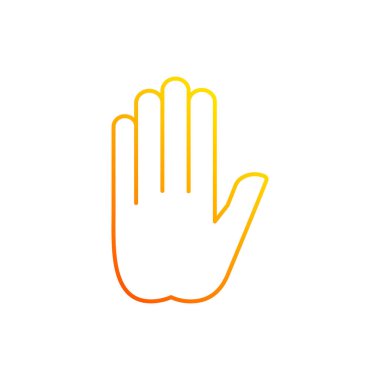 Jest gradyanı doğrusal vektör simgesini durdur. Bir şeyin yasağı. Avuç içi ve beş parmak. Kesin yasaktır. İnce çizgi renkli semboller. Modern tarz pictogram. Vektör izole çizimi