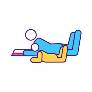 Çocuklarla kitap okumak RGB renk simgesi. Çocuklara yeni bilgiler vermek. Aile akşamlarını anlatan bir hikaye. Ebeveynler ve çocukları için ilginç bir zaman. İzole vektör illüstrasyonu