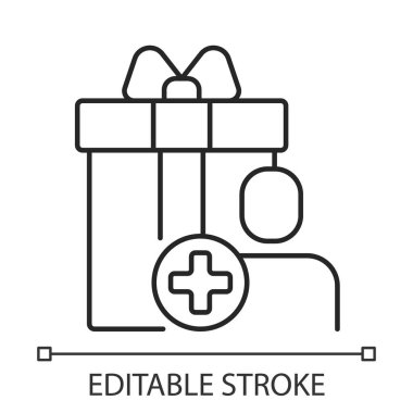 Açık tema için web sitesine veya uygulama siyah doğrusal simgesine kayıt yaptırmak için satın alma ikramiyesi. İnce çizgi özelleştirilebilir illüstrasyon. Gece modu için izole vektör kontur sembolü. Düzenlenebilir vuruş