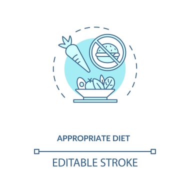 Uygun diyet konsepti ikonu. Göz sağlığı tavsiyeleri. İnce çizgili illüstrasyon için tüm beslenme ve vitaminleri topluyorum. Vektör izole edilmiş RGB renk çizimi. Düzenlenebilir vuruş