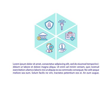 Metinli bankacılık güvenlik kavramı simgesi. Veri müşterisini finansal sahtekarlıktan korumak. PPT sayfa vektör şablonu. Broşür, dergi, kitapçık tasarım ögesi doğrusal çizimler