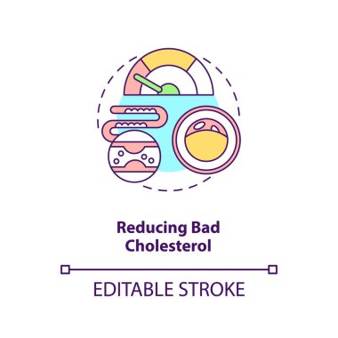 Kötü kolesterol konseptini azaltmak. Sağlıklı beslenme. Doğru metabolizma. Aralıklı oruç tutma fikri ince çizgi çizimi. Vektör izole edilmiş RGB renk çizimi. Düzenlenebilir vuruş