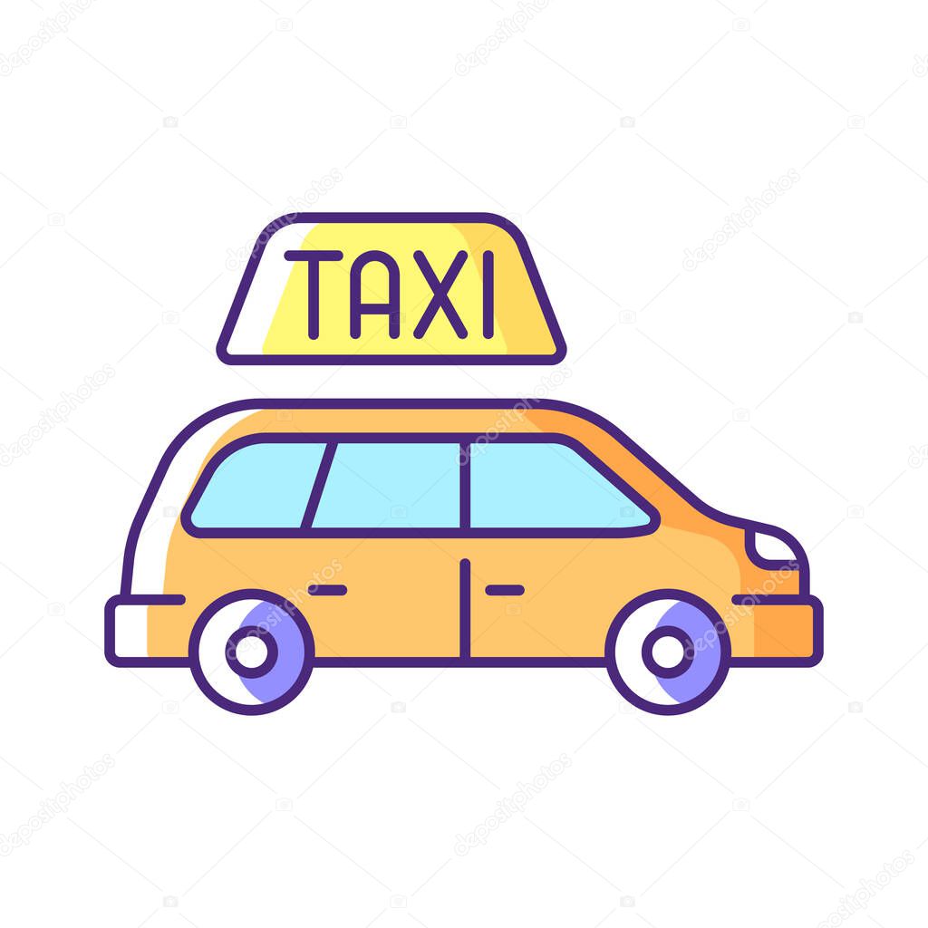 Minivan taxis RGB color icon. Van side view. Convenient service for ordering car. Need to transport a large group of people. Roomy car. Modern taxi service. Isolated vector illustration