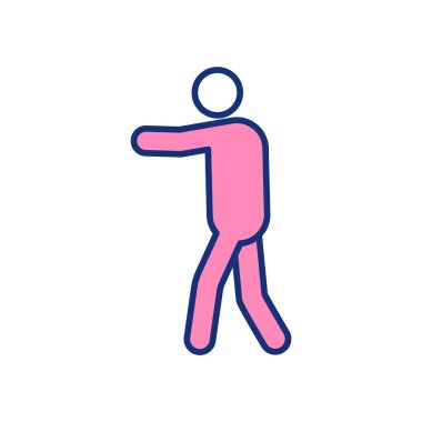 Uyurgezer RGB renk simgesi. Uyku düzensizliği. Uyurgezerlik. Aşırı derecede yorgunluk. Zihinsel sağlık durumu. Uyku ve uyanıklık kombinasyonu. Psikolojik sıkıntı. İzole vektör illüstrasyonu