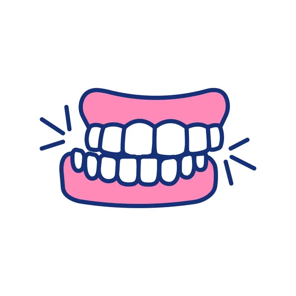 Teeth Grinding Rgb Color Icon Jaw Involuntary Clenching Bruxism Oral — Stock Vector