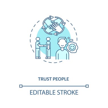 İnsanlara güven konsepti ikonu. İnsanlara ilham veren ince çizgi çizimi fikri. Liderlik ve akıl hocalığı. Güvenmeyi öğreniyorum. Motivasyon. Vektör izole edilmiş RGB renk çizimi. Düzenlenebilir vuruş