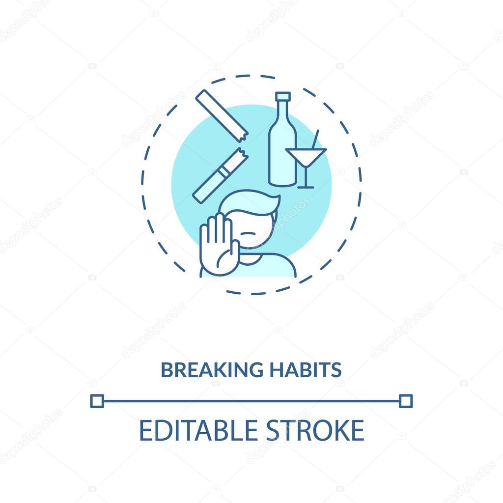 Breaking habits concept icon. Identifying triggers idea thin line illustration. Habitual behaviors. Leaving comfort zone. Vector isolated outline RGB color drawing. Editable stroke