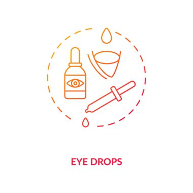 Göz damlası konsepti simgesi. Göz hastalıkları tedavi yöntemleri. Göz küresi olarak kullanılan damlalar ince çizgi çizimi için daha sıvı fikir verir. Vektör izole edilmiş RGB renk çizimi